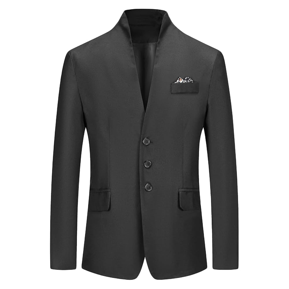 ジャケット・アウター Collarless Double Breasted Suit Jacket Collarless Double Breasted Suit